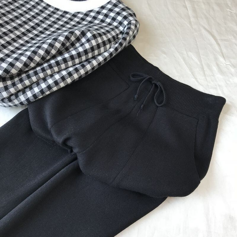 【set】着心地良い気質満点レトロINS風ルーズニットトップス+パンツ２点セット G3138