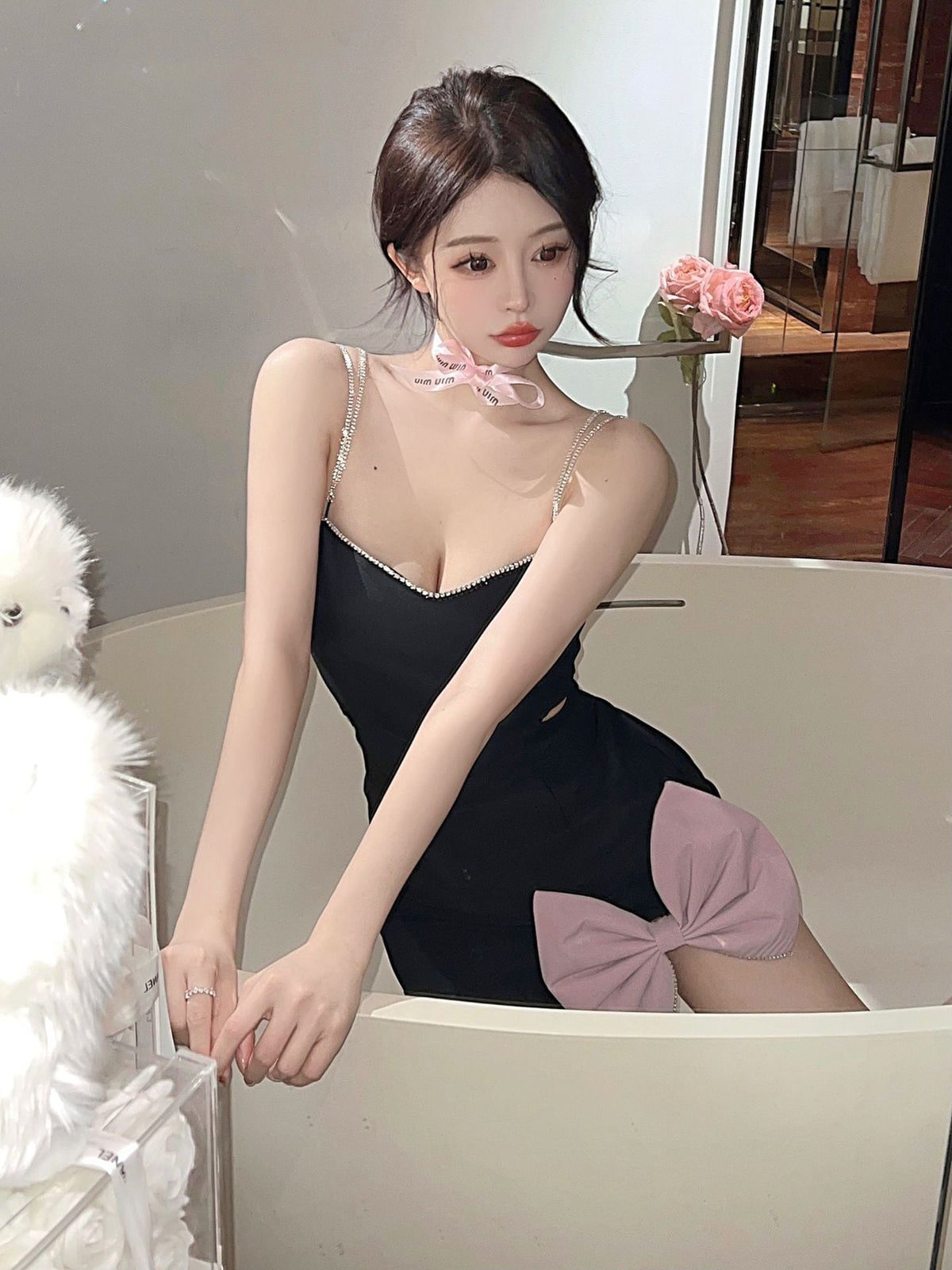 【dress】リボン付きキャミワンピース　M23943