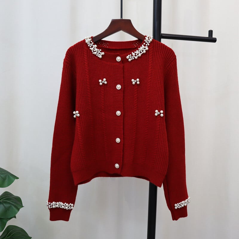 【outer】パールニットカーデ　M27592