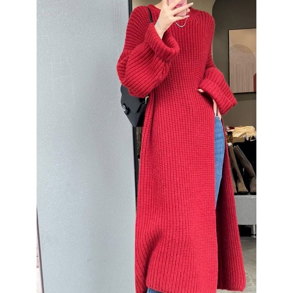 【dress】スリットニットワンピース 　N2753