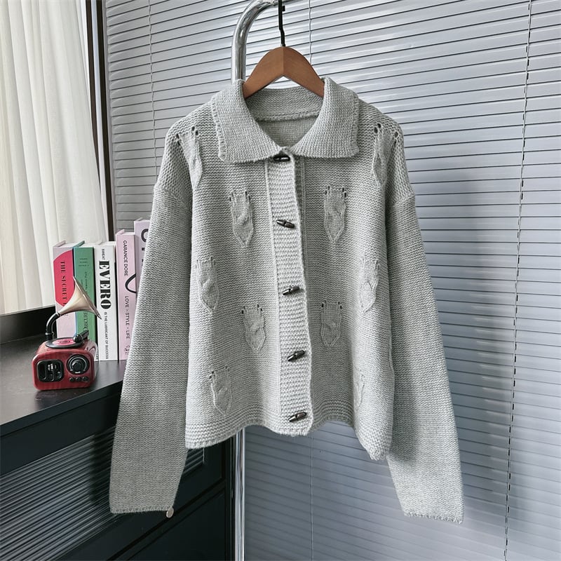 【outer】折り襟ニットカーデ　M27299