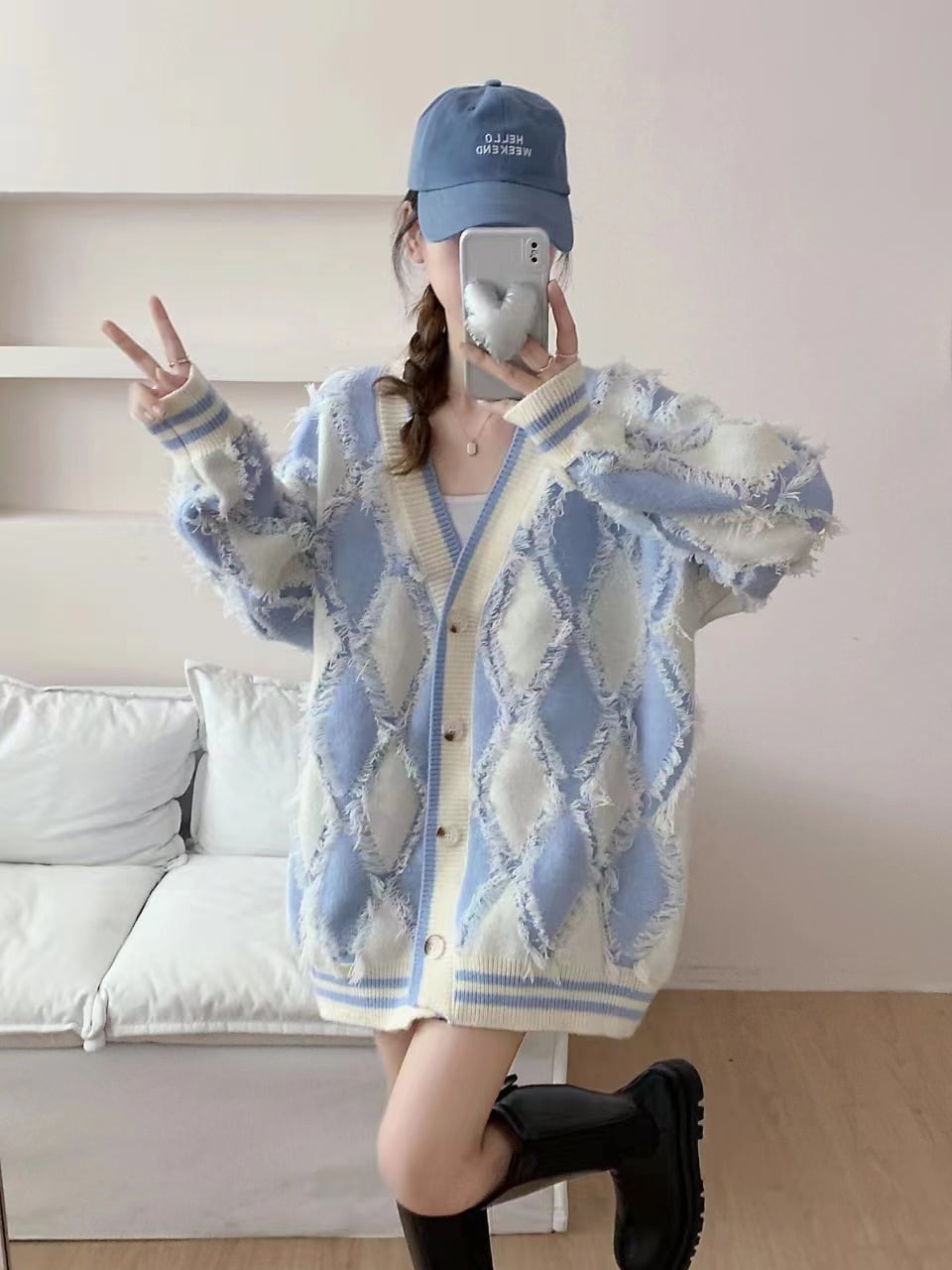【outer】Vネックニットカーデ　M26055
