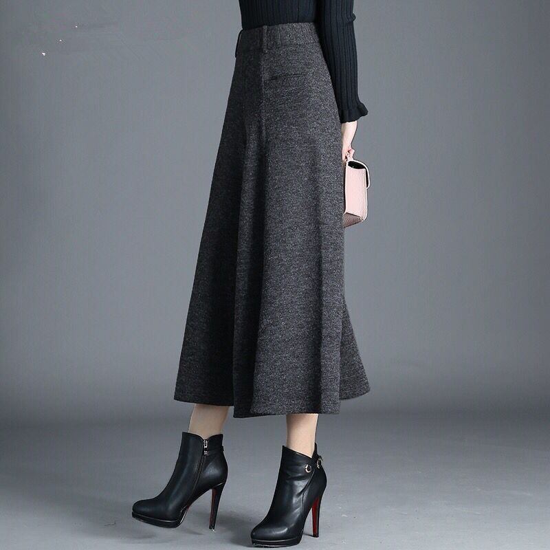 【bottoms】絶対欲しい秋冬新作カジュアル合わせやすいラシャ無地ハイウエスト九分丈ガウチョパンツF0988