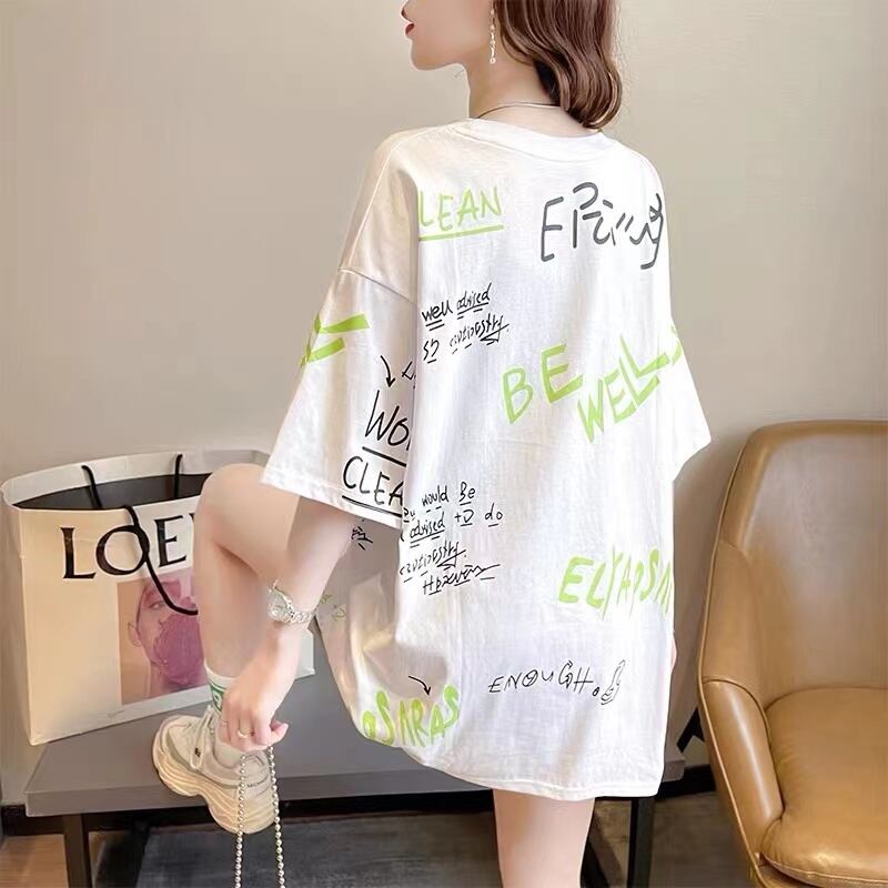 【tops】オシャレ度満点〜夏新作2色ラウンドネック半袖動物柄配色カジュアル大きいサイズ着回しＴシャツF2418