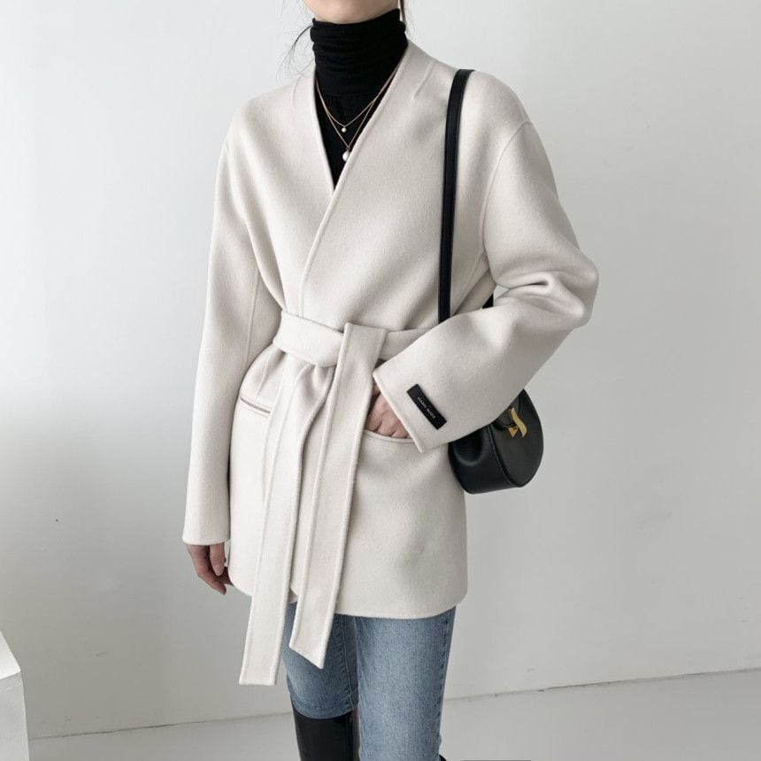 【outer】Vネックチェスターコート　M19078