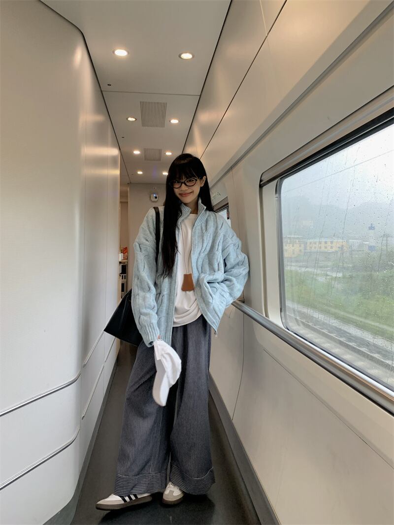 【outer】スタンドネックニットカーデ　M28432