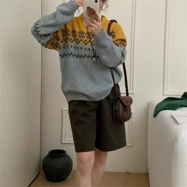 【tops】ジャカードニットセーター　M27137