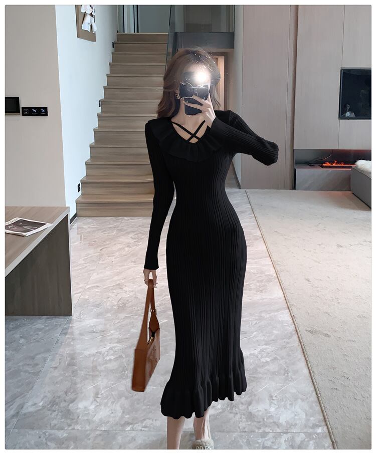 【dress】フリルニットワンピース　M28585