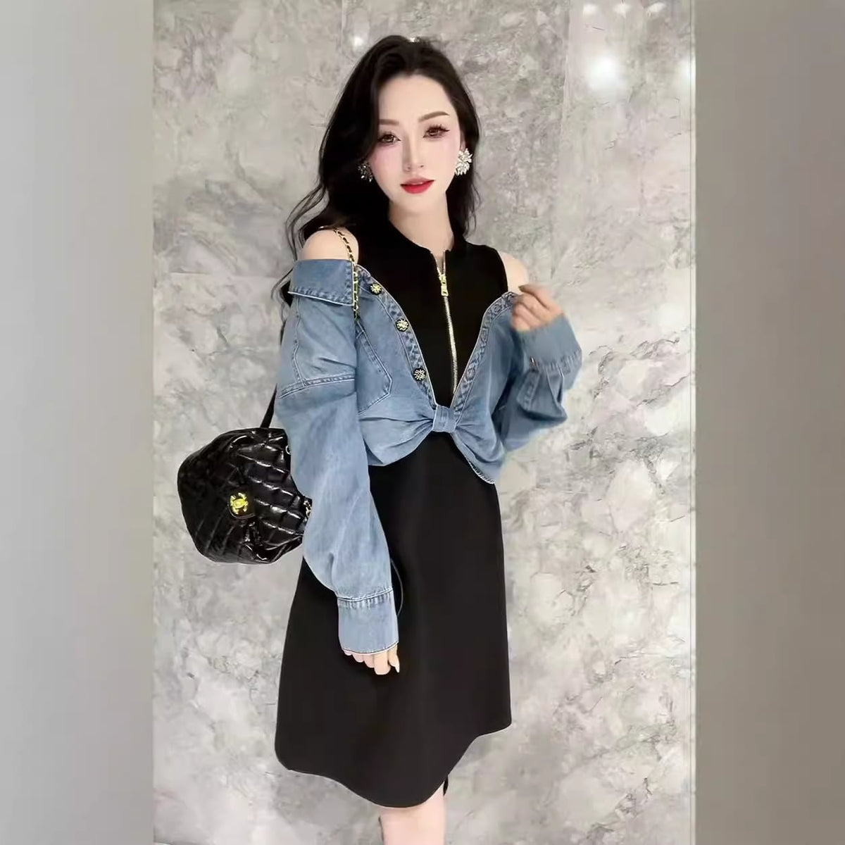 【dress】デニム切り替えワンピース　M26417