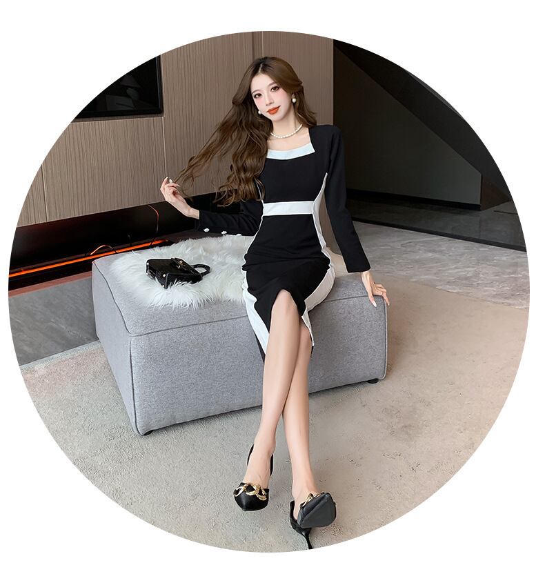 【dress】カラーマッチングタイトワンピース G19344