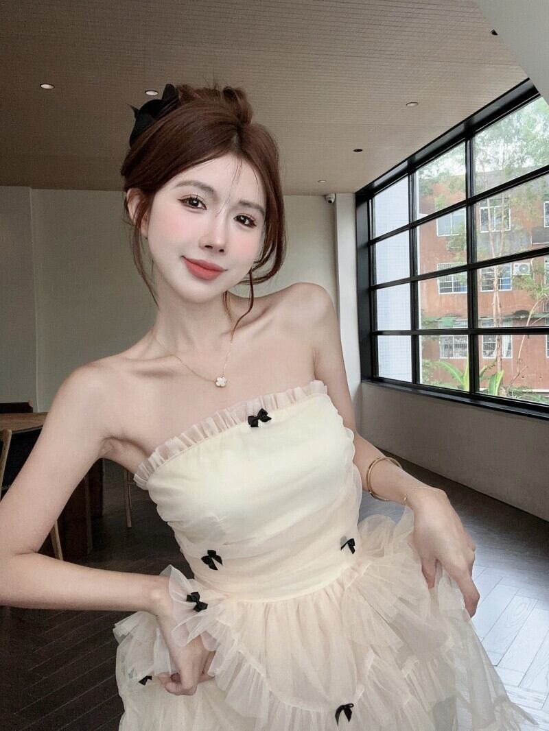 【dress】ベアトップチュールワンピース　M30151
