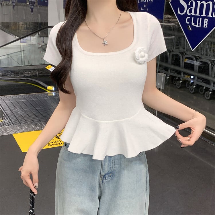 【tops】立体フラワーニットトップス　M24585