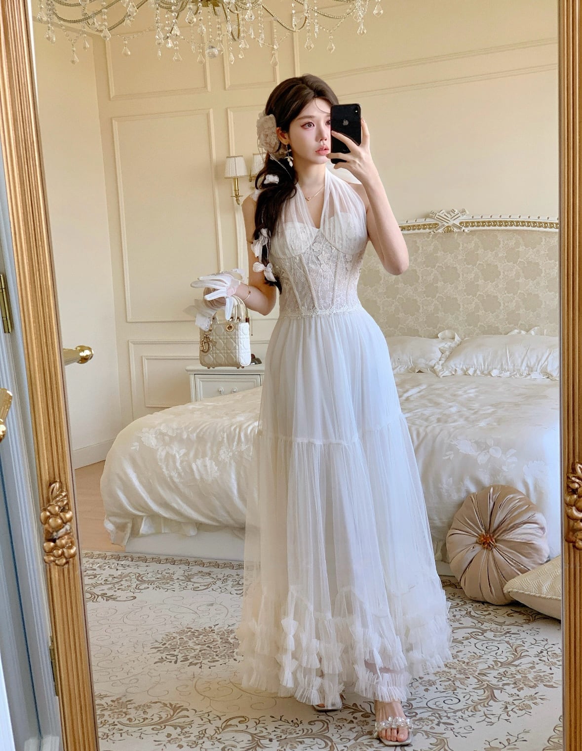 【dress】ホルターネックチュールワンピース　N3530