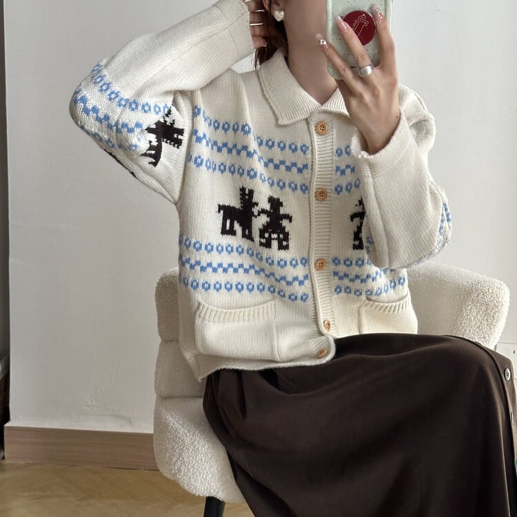 【outer】ジャカードニットカーデ　M27348