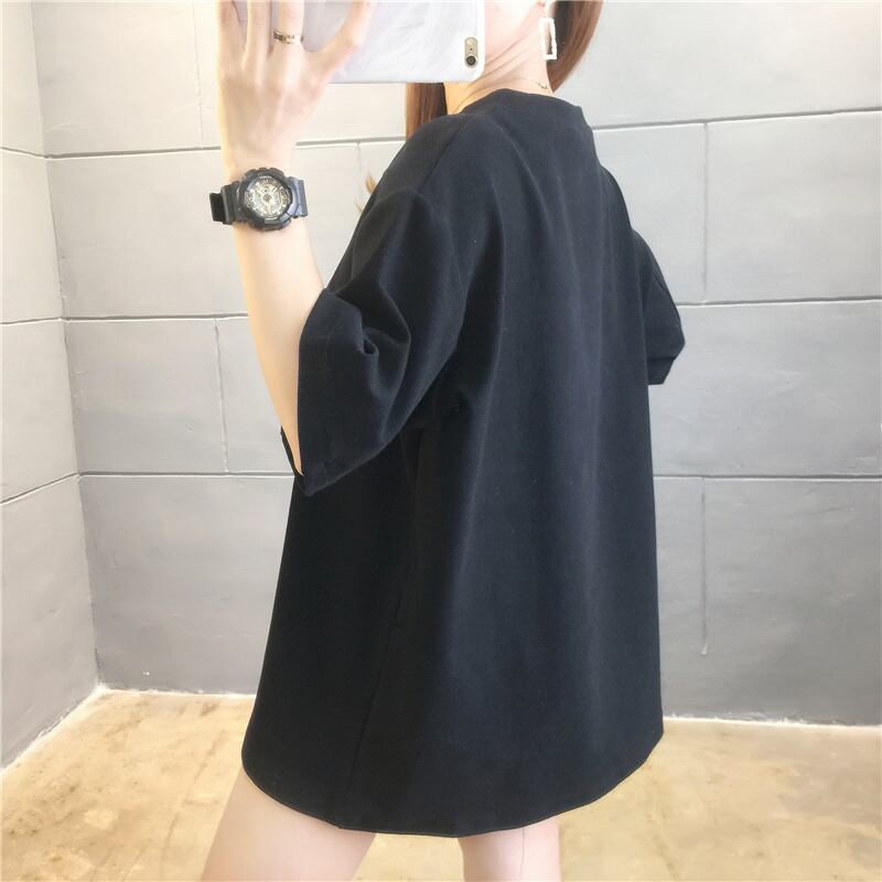 【tops】清新合わせやすいラウンドネック半袖ゆったり着回しファッションTシャツF0032