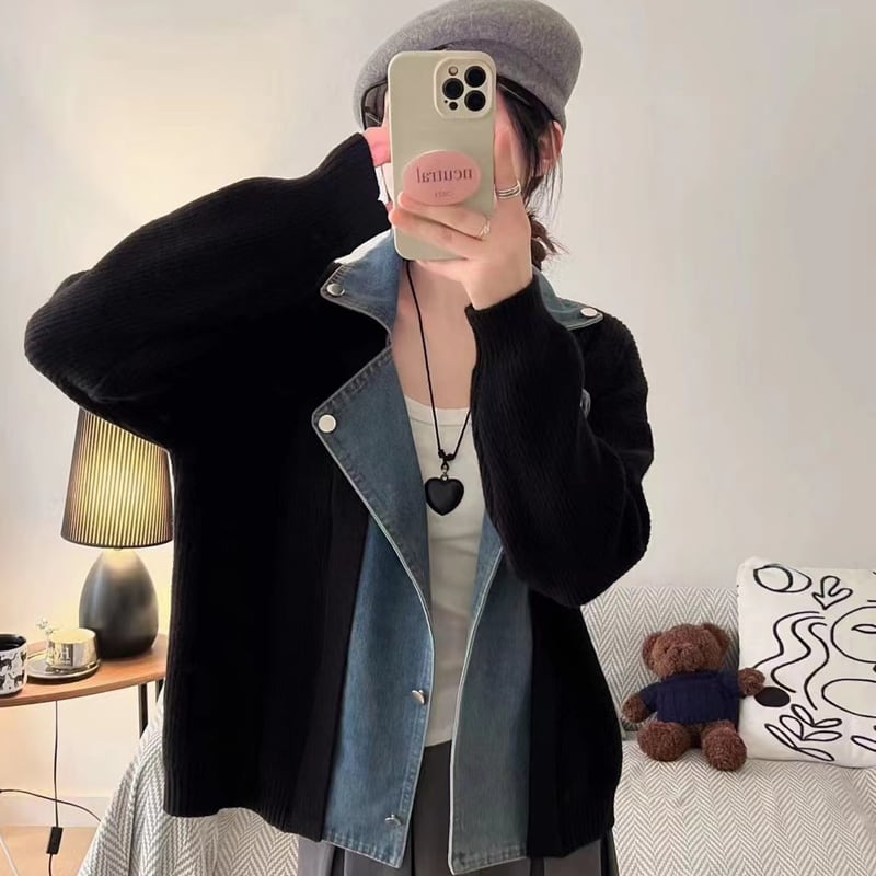【outer】デニムドッキングカーディガン Q6367