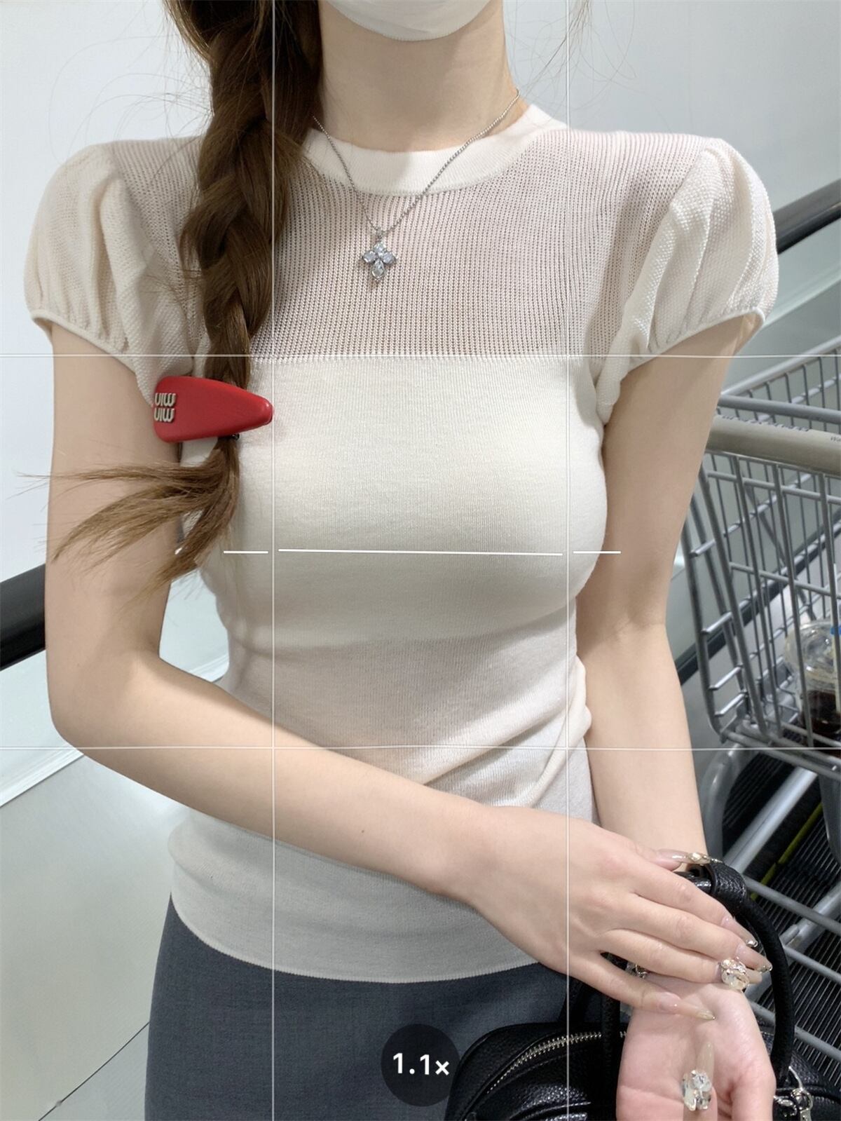 【tops】パフスリーブニットトップス　M29600