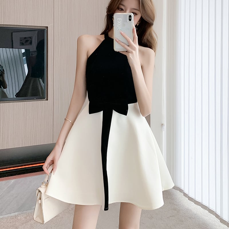 【dress】ホルターネックフレアワンピース Q7981