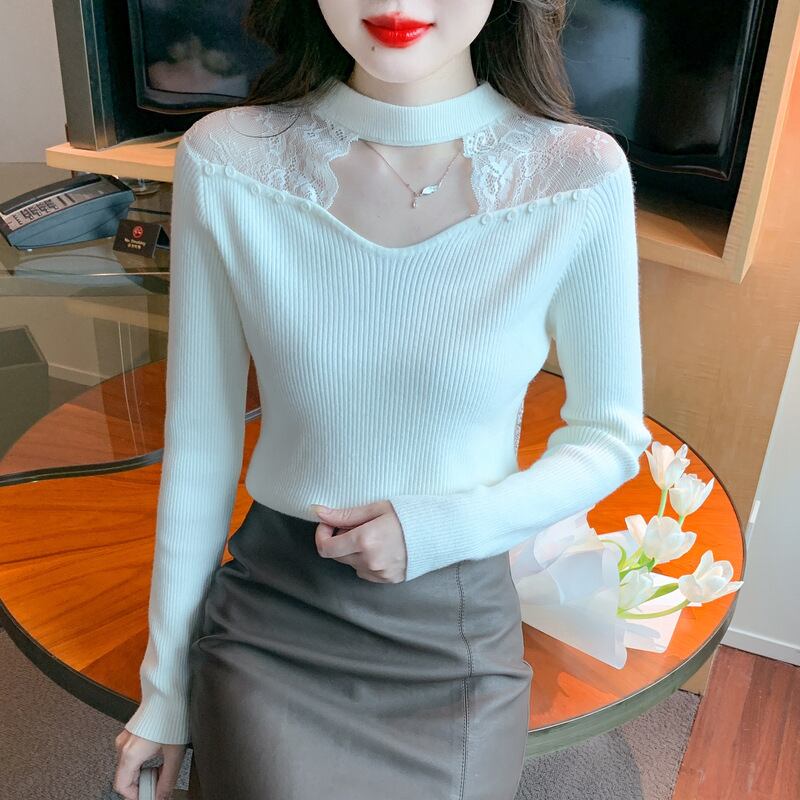 【tops】レースドッキングニットトップス　M27628