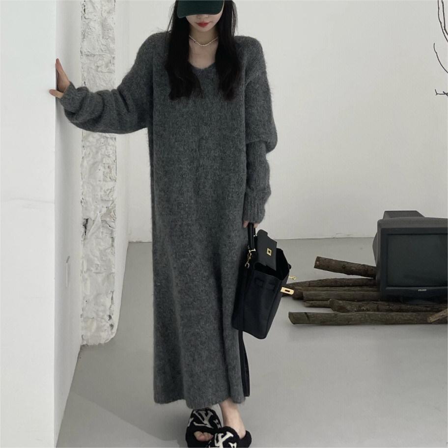 【dress】Vネックニットワンピース　M27241