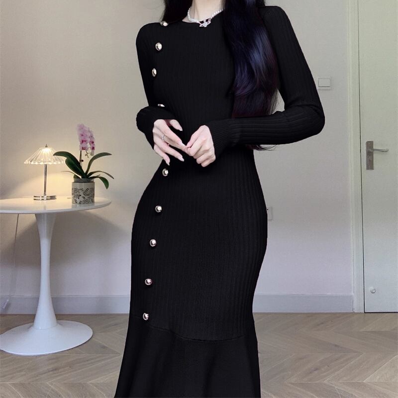 【dress】ニットマーメイドワンピース Q7288