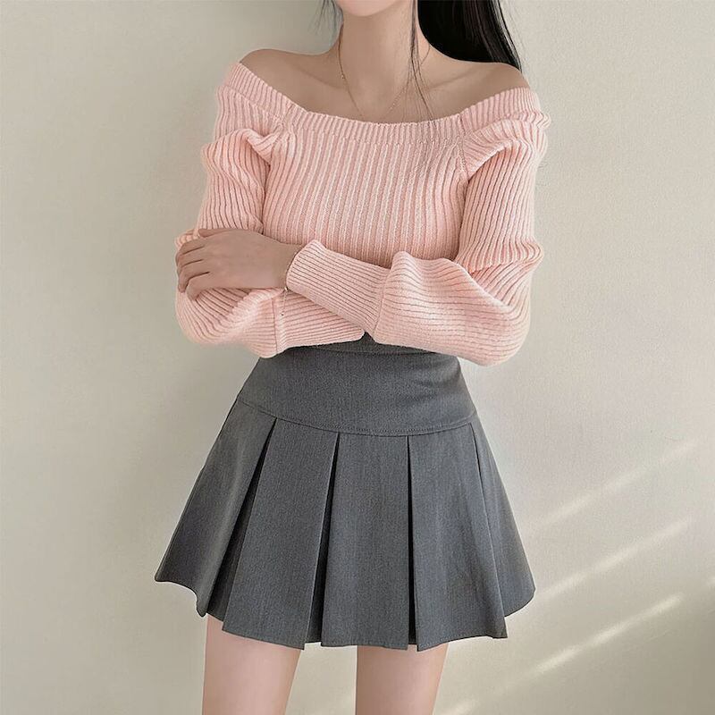 【tops】ランタンスリーブニットトップス　M18652