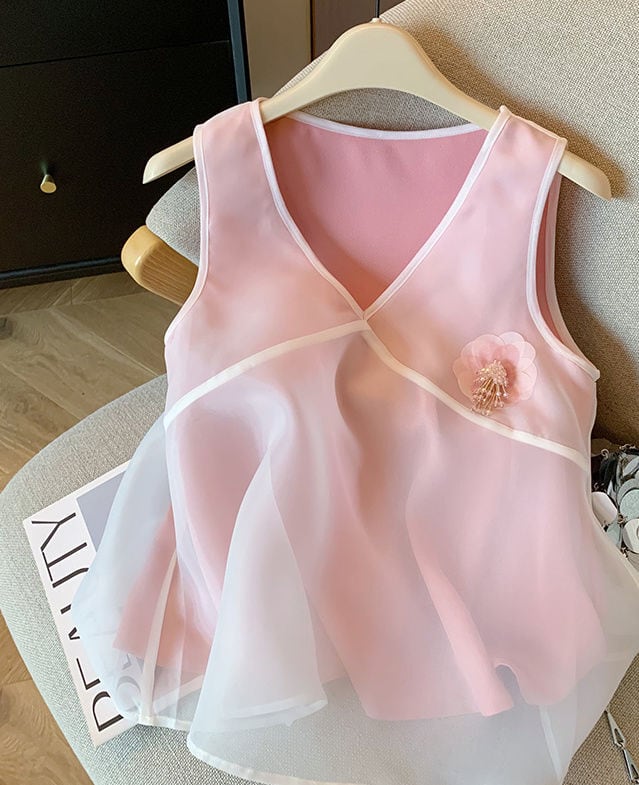 【tops】Vネックノースリーブトップス　M24803