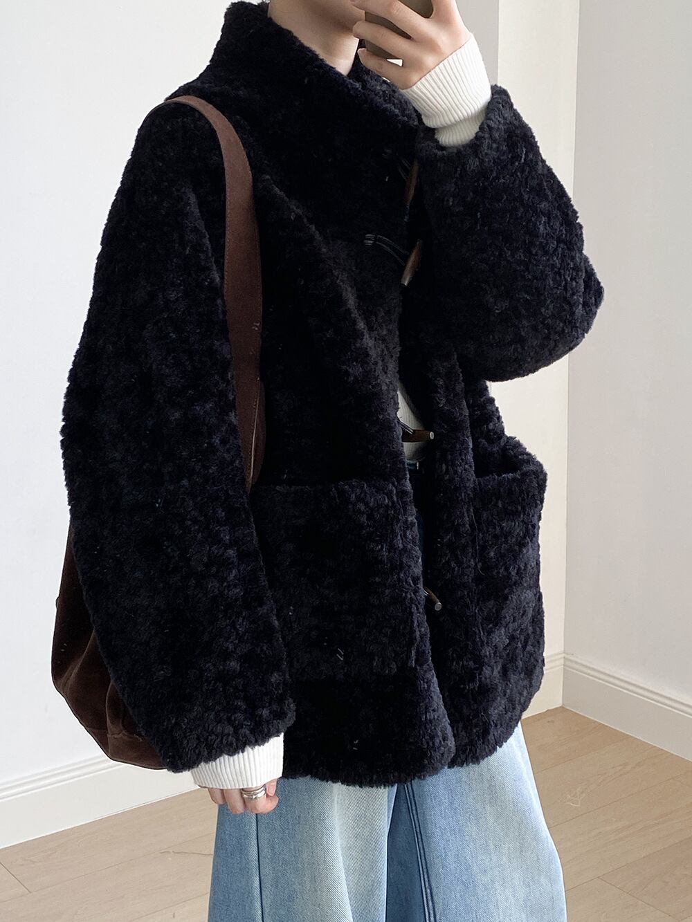 【outer】スタントカラーボアコート Q7371
