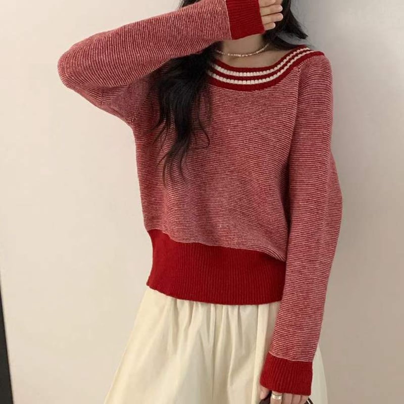 【tops】オフショルダーニットトップス Q8117