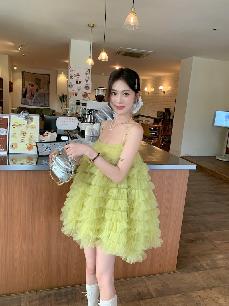 【dress】チュールコンビキャミワンピース　M29848