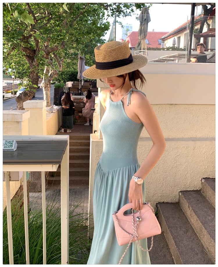 【dress】ニット切り替えワンピース