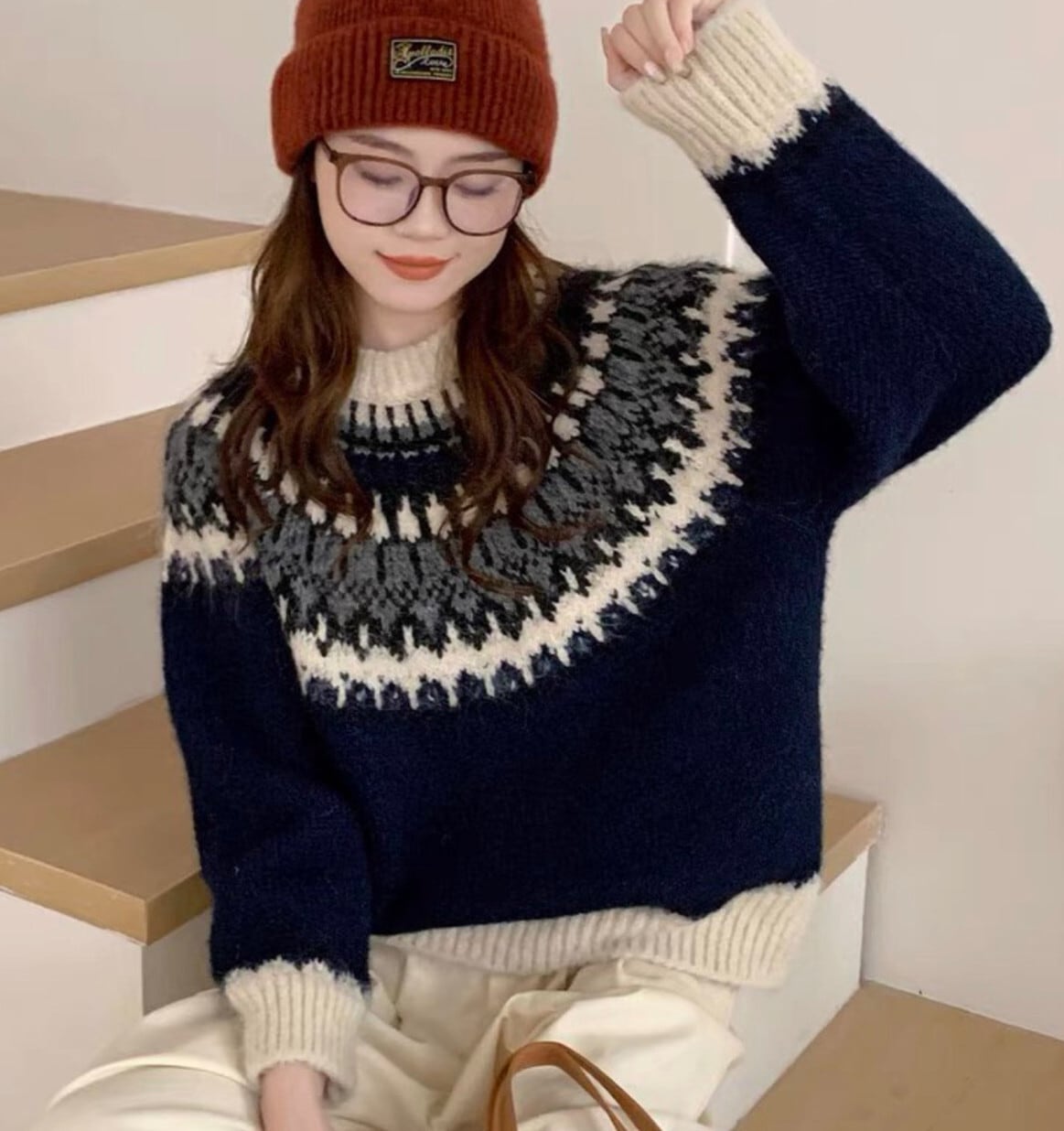 【tops】ジャカードニットセーター　M27874