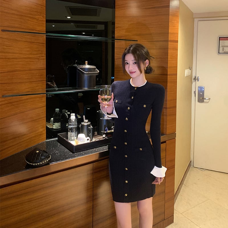 【dress】タイトニットワンピース Q7823