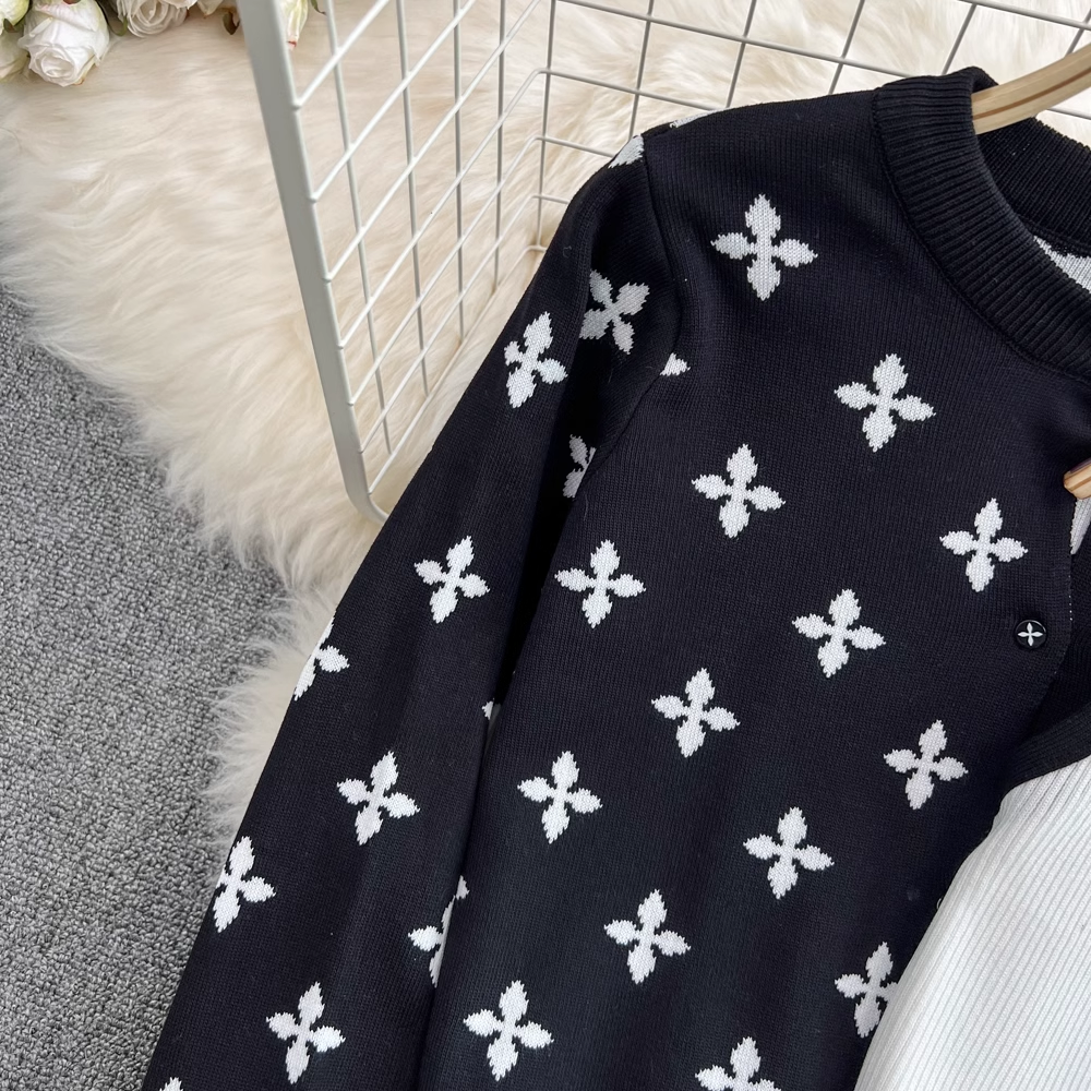 【set】長袖カーディガン＋タンクトップ+ガウチョパンツニット3点セットF7986