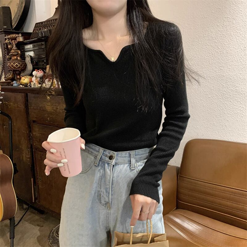 【tops】Vネックニットトップス　M18569