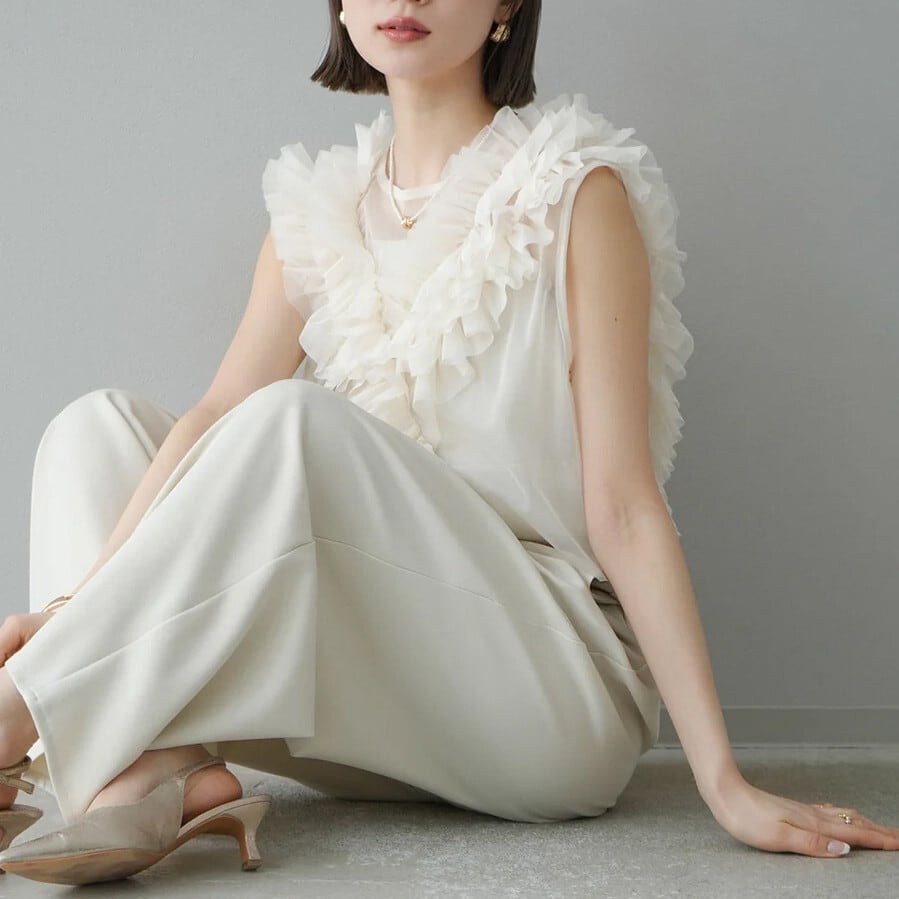【set】チュールトップス×サロペットパンツセット　M29965