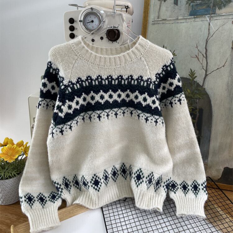 【tops】プリントニットセーター　M27509