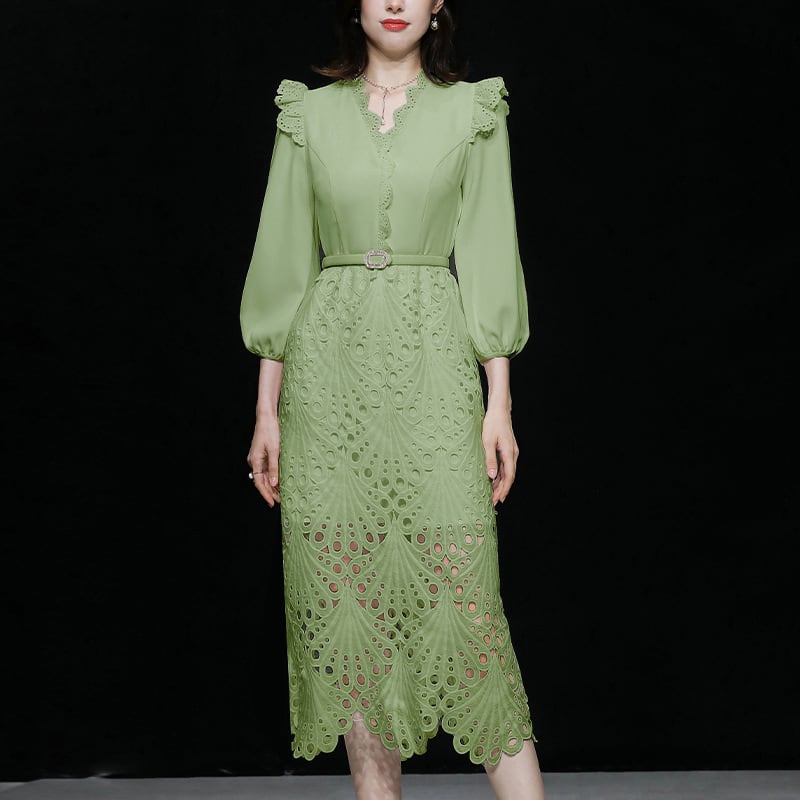 【dress】レース切り替えワンピース　M26377