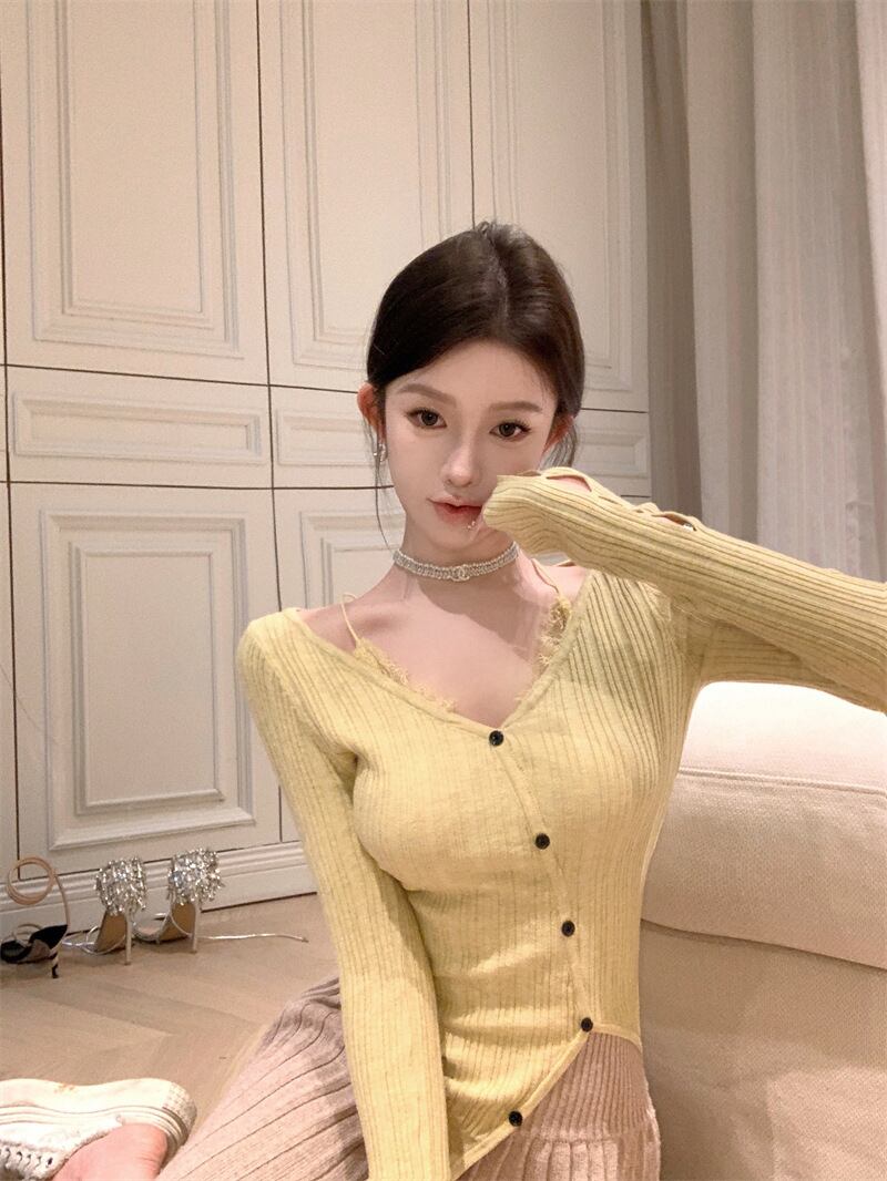 【tops】ドッキングニットトップス　M28694