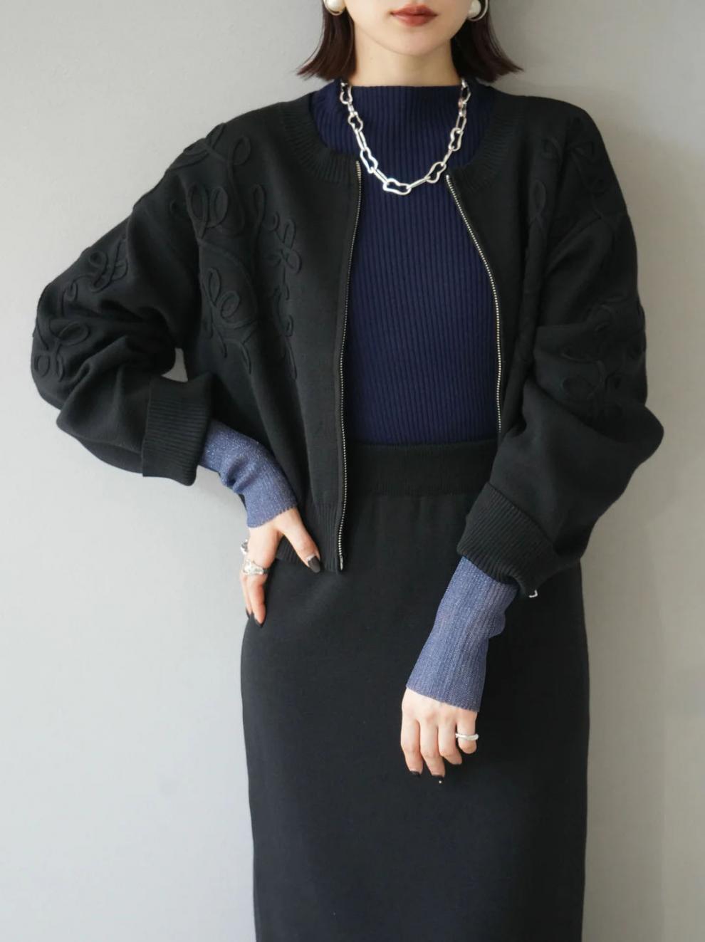 【set】ノーカラーショートジャケット×ロングスカートセット　N2751