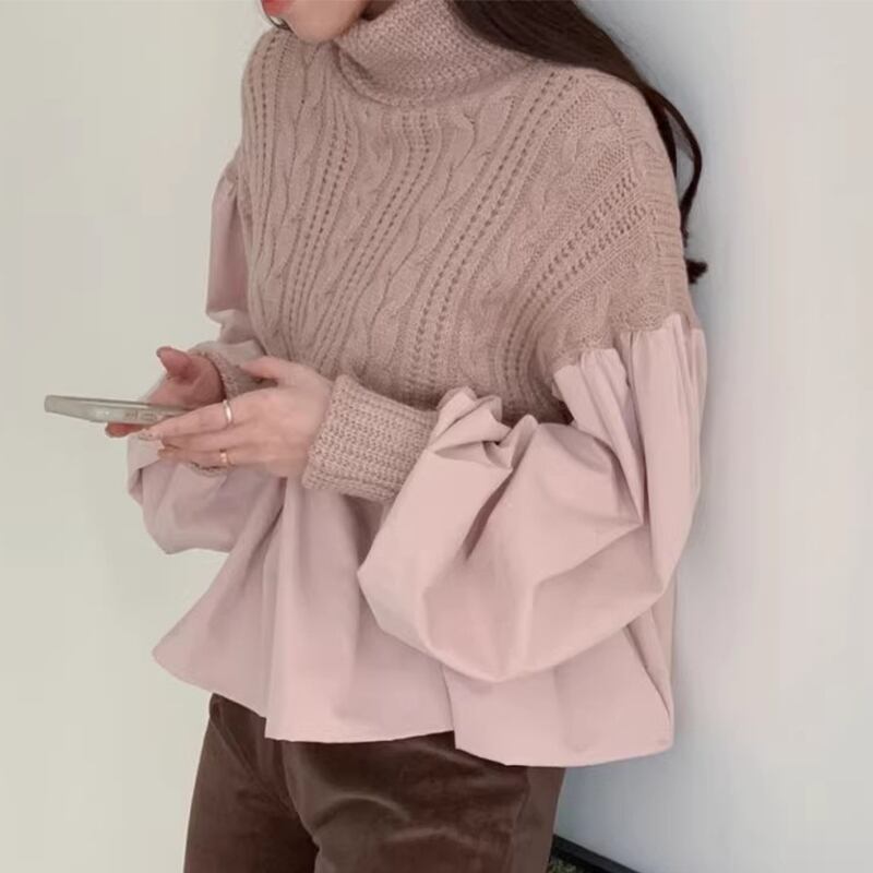 【tops】ドッキングニットトップス　M26829