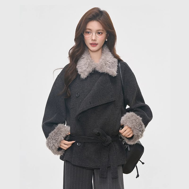 【outer】ファー付きラシャコート Q7219