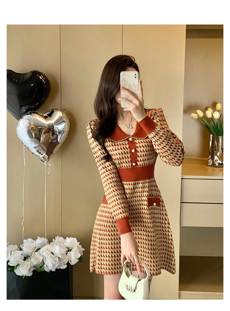 【dress】ジャカードニットワンピース　M28390