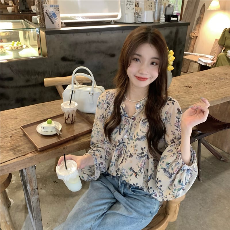 【tops】花柄シャツトップス　M25330