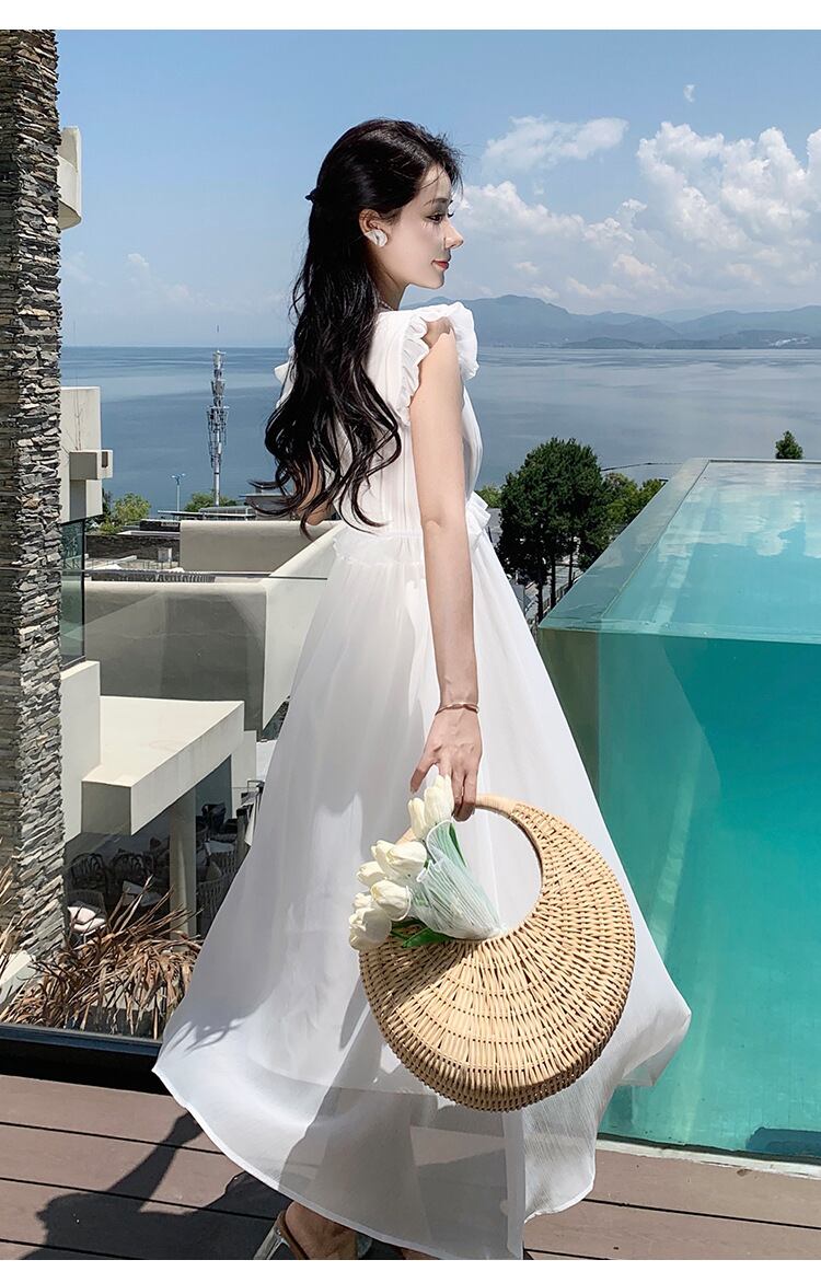 【dress】ギャザー海旅行ワンピース G20066