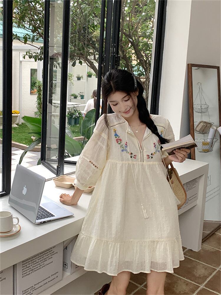 【dress】ランタンスリーブ花柄ワンピース G20348