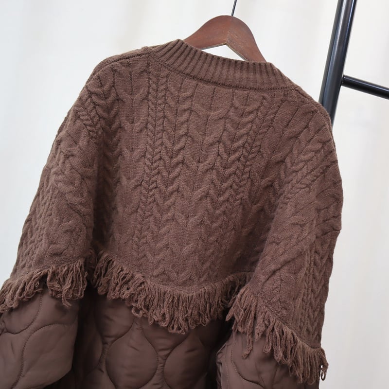 【outer】ニット切り替え棉コート　M27168