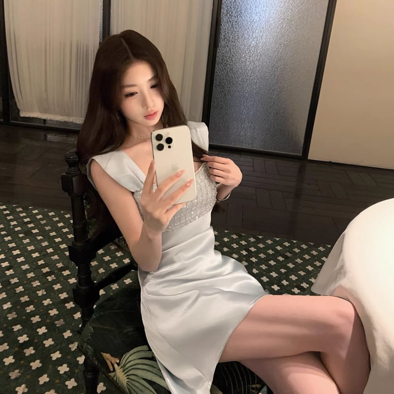 【dress】スパンコール付きキャミワンピース Q8379