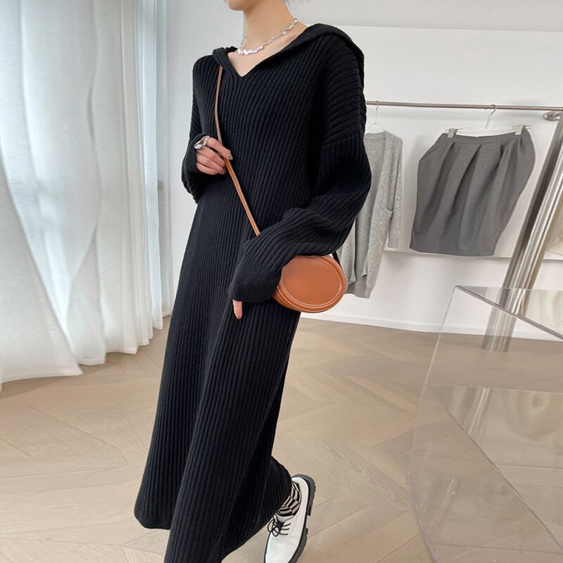 【dress】フード付きニットワンピース　M18237