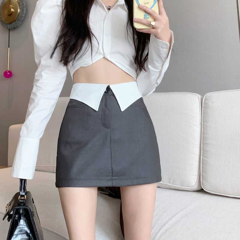 【bottoms】スーツAラインスカートG20944